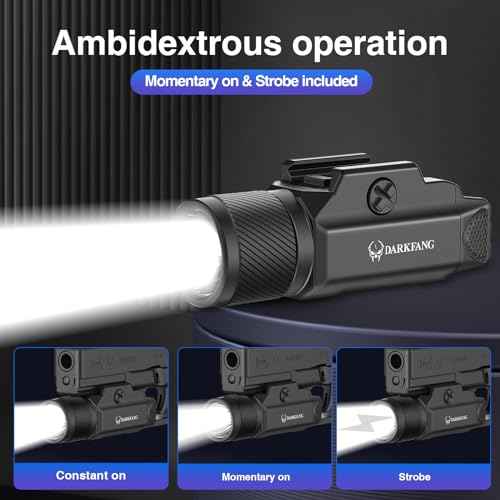 DARKFANG Tactical Flashlight 1500 Lumen for Shotgun/Pistol Light with Momentary/Strobe Function for 1913 Picatinny Rail