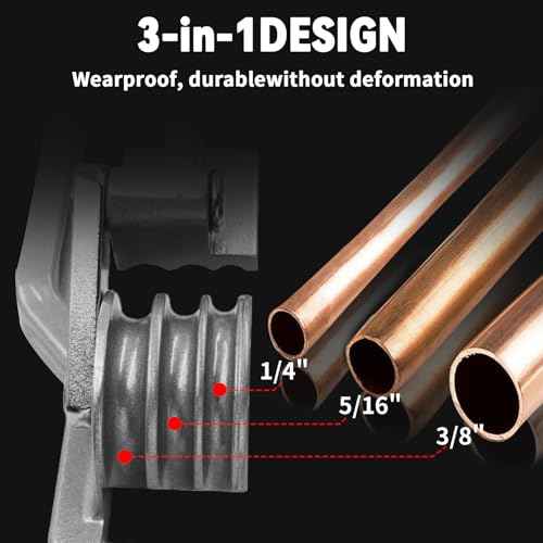 Tube Bender 180¡Æ, 1/4", 5/16", 3/8" (6/8/10mm) O.D. Pipe Bender, 3 in 1 Tubing Bender, Brake Line Bender for Air Conditioning Refrigeration Repair, HVAC Tools