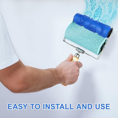 jojofuny Printed Roller 7 Inch Textured Paint Roller for Unique Wall Decoration Durable Rubber Wall Texture Tool for DIY Art Projects and Easy Painting