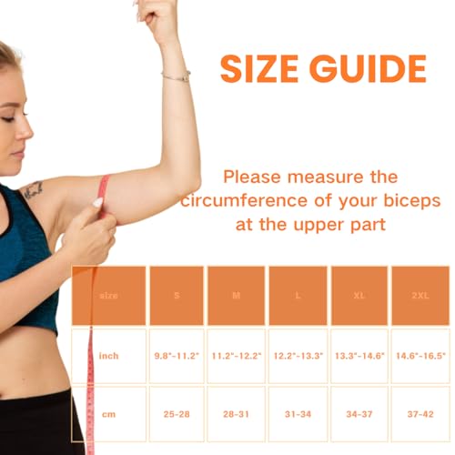 Bicep Compression Sleeve 1 Pair,Copper Upper Arm Compression Sleeve,Bicep Tendonitis Brace Triceps Brace for Pain Relief,Arm Support fit for Men Women (GOLD, Medium)