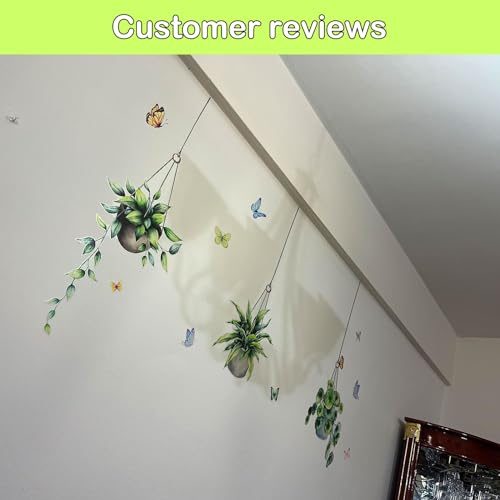 Green Plant Wall Decals Potted Plant Butterfly Wall Stickers Office Bedroom Living Room Classroom Parties Decoration