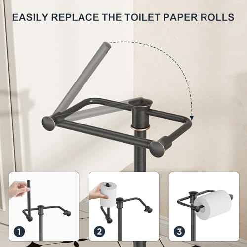 Bathroom Toilet Paper Holder Stand, Oil Rubbed Bronze Toilet Paper Holder Free Standing, Stainless Steel Pivoting Toilet Tissue Roll Holder£¬Adjustable Height (14 to 24 Inch) Paper Holder