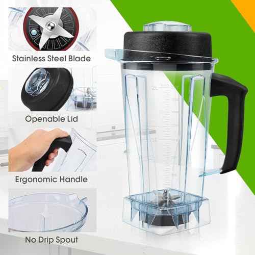 For Vitamix Blender Pitcher 64oz, Replacement Parts for Vitamix 5200 5000 6500 7500 750 Classic Explorian Vita-Prep vm0101 vm0102 vm0103 vm0197 E310
