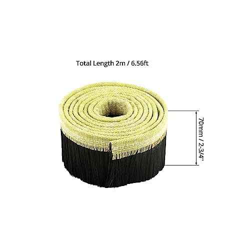 QWORK CNC Vacuum Brush, 70MM x 2M Vacuum Cleaner Engraving Machine Dust Shoe Brush Dust Cover for CNC Router Spindle Motor, Black