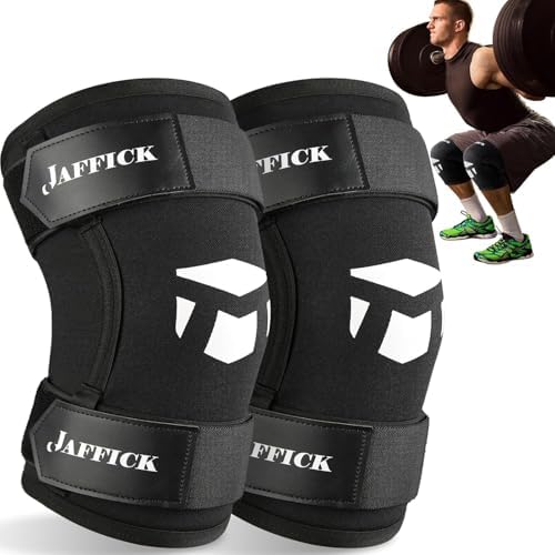 Jaffick 7mm Neoprene Knee Sleeves Support (1 Pair) & Compression Wraps - Lifting Sleeve for The Best Squats Weightlifting, Powerlifting Squats, Fitness for Men & Women
