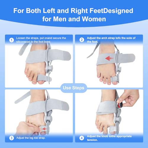 Bunion Corrector for Women Big Toe Straightener,Bunion Relief with Soft Silicone Pad,Breathable & Anti-slip Suitable for Left/Right Feet,Gray,1Pack