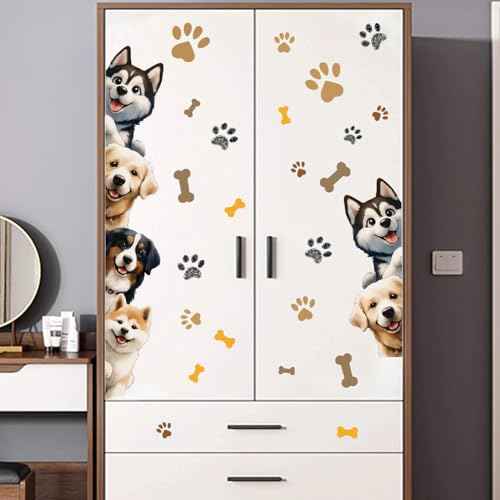 MLM Dog Wall Decor Paw Print Stickers Decal Dog Door Room Pup Art Wall Decor for Kids Baby Nursery Decoration Bedroom Classroom Decor Art DIY