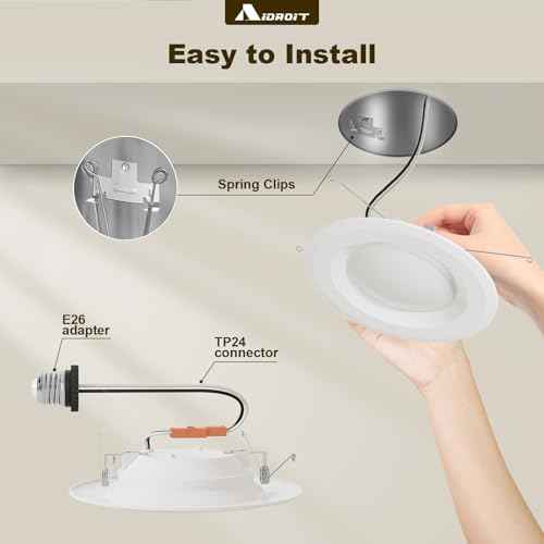 12 Pack Recessed Lighting 6 Inch Retrofit LED Can Lights 5CCT Selectable 2700K/3000K/3500K/4000K/5000K Dimmable Downlight, Smooth Trim, 8.8W, 850LM, Wet Rated - ETL & Energy Star