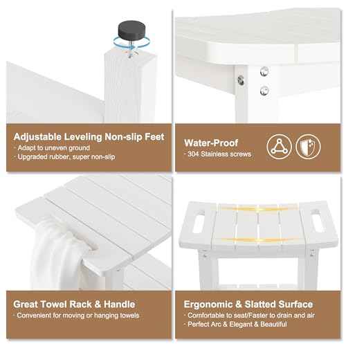 HIPS Shower Benches for Inside Shower, Shower Stool with Space-Efficient Storage Shelf, Waterproof Shower Chair Seat for Spa Bathroom(White)