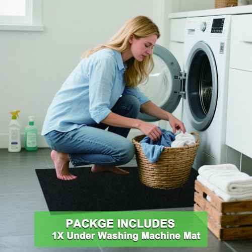 Under Washing Machine Mat, Non-Slip Waterproof Shed Base Flooring Pad for Washer Dryer Fridge Protection Refrigerator Floor Rubber Backing Shock Absorbing Noise Reducing Scratch Prevention