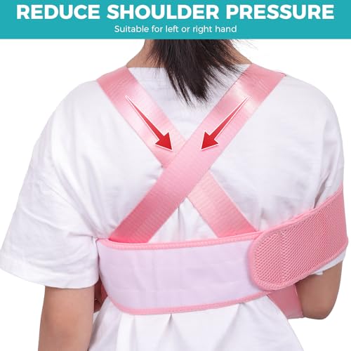 Kids Upper Extremity Sling, Breathable & Comfort Arm Sling Shoulder Immobilizer，Adjustable Arm Sling for Elbow Injury(Pink-XS)