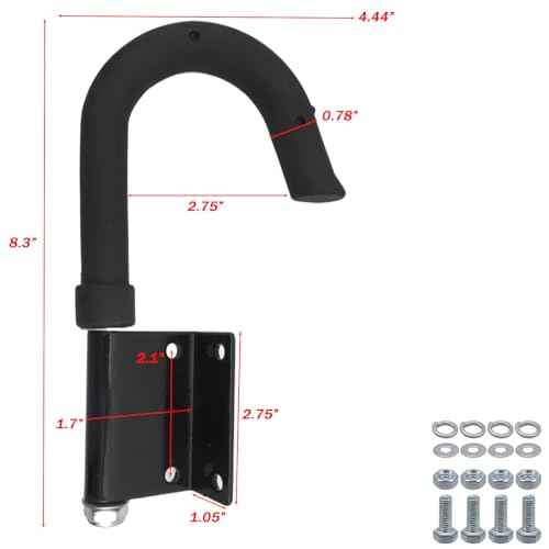 LC LICTOP Telescoping Ladder Hook Stabilizer, Heavy Duty Rubber Wrapped Roof Hook Kit for Extension Ladders, Stainless Steel Gutter Edge Hooks, Fit 2-3/4 Inch Thick Wall Mount Hanger, 2Pcs Black