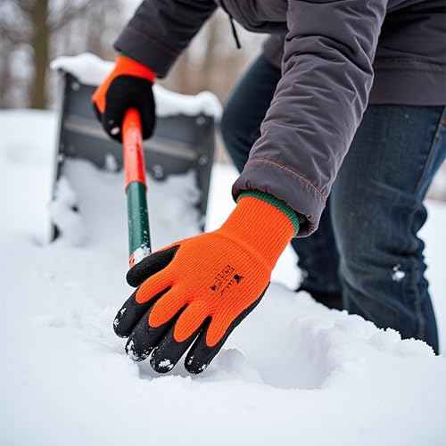 G & F Products Winter Gloves for outdoor cold weather Double Coated Windproof texured Plam and Fingers Acrylic Terry inner keep hands warm at -58F, 12 Pairs X-Large 1528XL, Orange (1528XL-DZ)