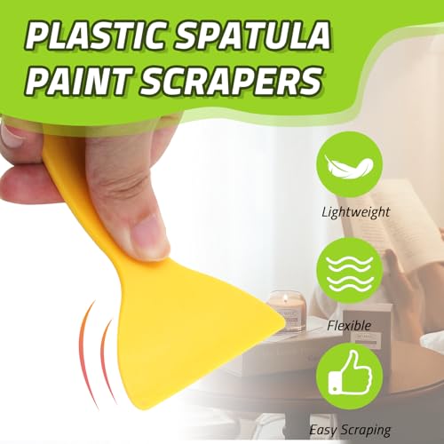 Hordion 10 Pcs Plastic Spatula Scraper Putty Knife, Air Bubble Remover Sticker Installation Tool Flexible Paint Scraper for 3D Printing Resin Removal Spackling Patching Decal Wallpaper