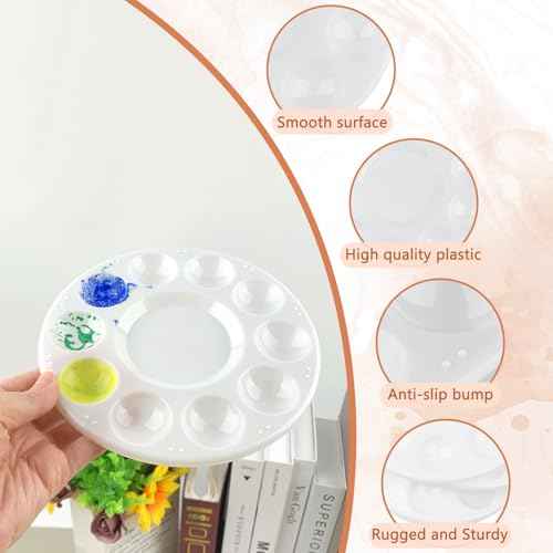 20 Pack Paint Tray Palettes for Kids, Plastic White Palettes for Students, Paint Holder, Paint Supplies