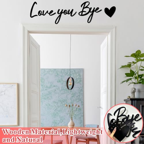 Love You Bye Sign Entryway Decor Wooden Above Door Decoration Decals Peel and Stick Home Family Wall Stickers Decor Entryway Wall Art Sign Black Love Wall Art for Farmhouse Kitchen Living Room Gift