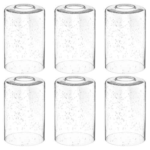 6 Pack Seeded Glass Lamp Shade, Cylinder Bubble Glass Shades Replacement Light Fixture Globe, 6 x 4 Inch Glasss Lampshade Globe Cover with 1-5/8 Fitter for Chandelier Pendant Wall Sconces