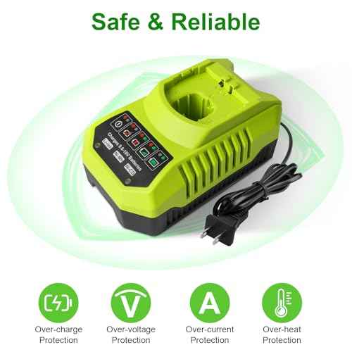 2 Pack 3.0Ah Replacement Battery and Charger Combo Compatible with ONE+ 18V System- Fits Ryobi 18V Cordless Tools (Not Made in Ryobi)