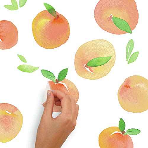 RoomMates RMK4583SCS Sweet Peaches Peel and Stick Wall Decals, Peach, Orange, Yellow, Green