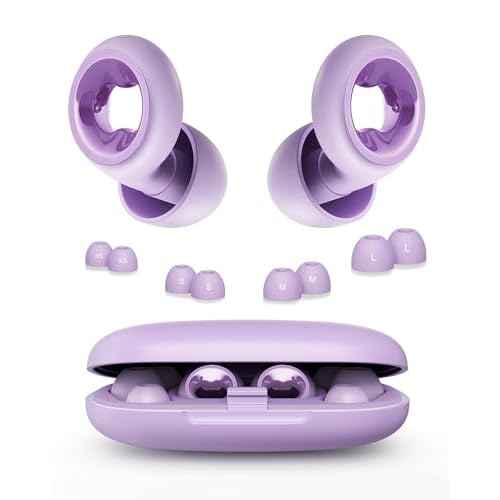 Ear Plugs for Sleeping 45DB Noise Cancelling: Ultra-Comfy Reusable Noise-Reducing Earplugs for Concerts & Travel & Snoring-Silicone Hearing Protection Earbuds with 8 Eartips- Purple