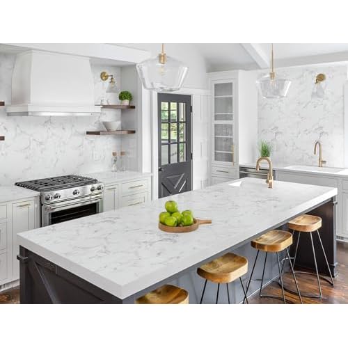 Grey White Marble Contact Paper Glossy Marble Peel and Stick Wallpaper Self Adhesive Wallpaper Glossy Waterproof Wall Paper DIY Removable Contact Paper for Bathroom Countertop Decor15.7 x78.7