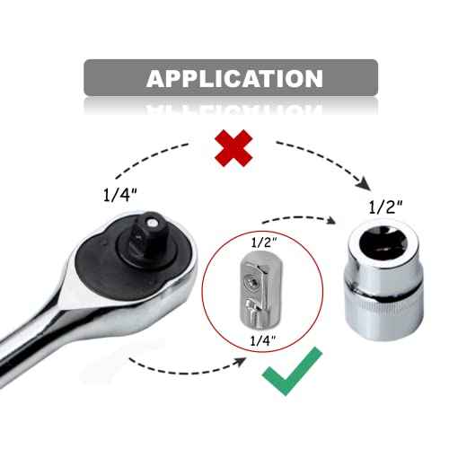 2pcs 1/4 Drive to 1/2 Inch Socket Adapter, Female to Male Socket Wrench Adapter, Impact Driver Socket Adapter for Impact Wrench Extentsion Conversion Tool