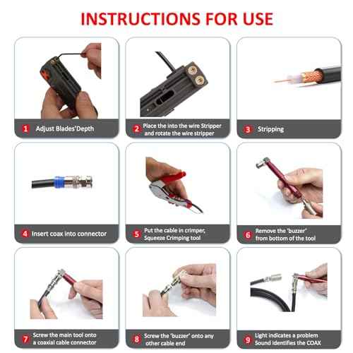 Coaxial Cable Crimper Kit - 20PCS rg6 F Connectors, Coax Cable Tester & Crimper, rg6 rg59 Compression Tool, Coax Toner & Wire Stripper