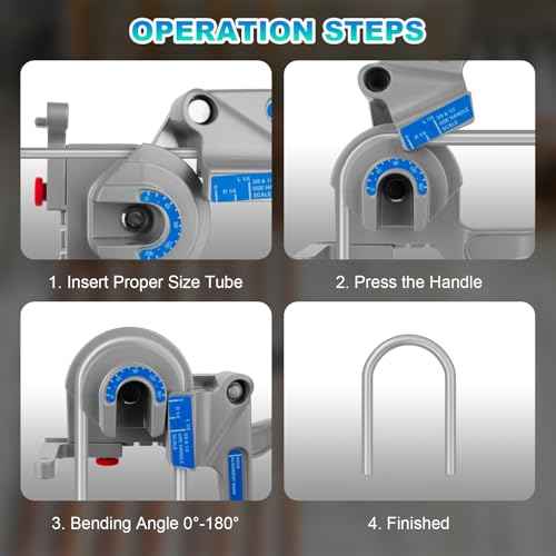 3 in 1 Manual Level Tube Bender, Pipe Tube Bender, 1/4", 3/8", 1/2" OD180¡Æ Copper Aluminum Pipes Bending Tools for HVAC Air Conditioning