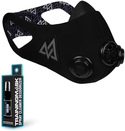 TRAININGMASK Elevation Training Mask 2.0 Blackout + Spray Clean - Multi-Patented with Clincal Studies,Stamina, Endurance