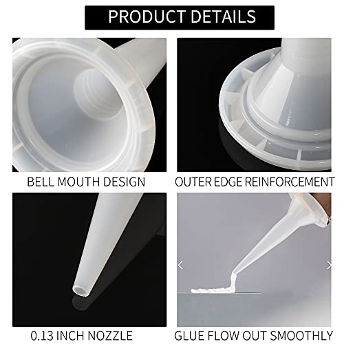 12Pcs Caulking Nozzle Cones Nozzles for Sausage Caulking Gun, Epoxy Piston Caulking Gun Tip Replacement Extension Tool