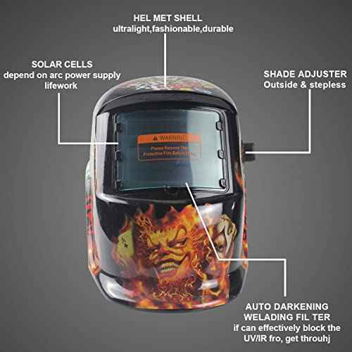 Auto Darkening Welding Helmet, Solar Powered Welding Hood with Adjustable Shade 4/9-13 for Tig Mig Arc Welder Mask (Casino)
