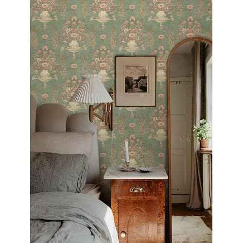 Orainege Floral Wallpaper Peel and Stick Wallpaper Modern Contact Paper 16.9in x 118.1in Self Adhesive Wall Paper for Bedroom Bathroom Shelf Liner Decor Removable