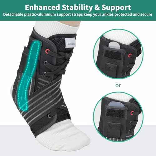 Ankle Brace for Sprained Ankle Lace up Support Brace for Women Men with Side Splints Adjustable Ankles Stabilizer for Injury Recover, Sports, L