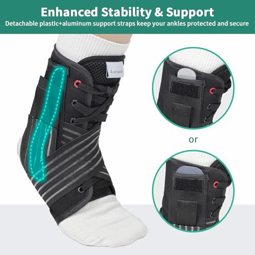 Ankle Brace for Sprained Ankle Lace up Support Brace for Women Men with Side Splints Adjustable Ankles Stabilizer for Injury Recover, Sports, XL