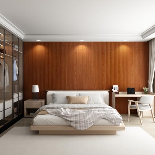 8-Pack WPC Wall Panels Sample, 3D Slat Wall Panel Acoustic Wall Paneling for Interior Wall Decor TV Background Kitchen Bedroom