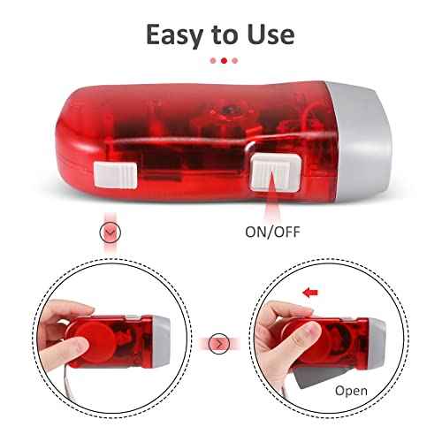 8 Pack Hand Crank Emergency Flashlight, No Battery Require, 3 LED Bright Lights, Portable Wind-Up Flashlight for Camping,Outdoor, Home & Car Emergencies, Easy Use for Kids & Adults