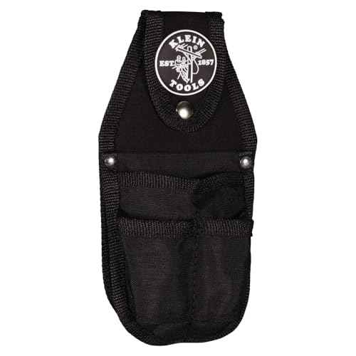 Klein Tools 5482 Tool Pouch, Back Pocket Tool Pouch with Snap Loop Belt Connect, 4-Pockets, Nylon Construction, 5 x 2 x 9.875-Inch