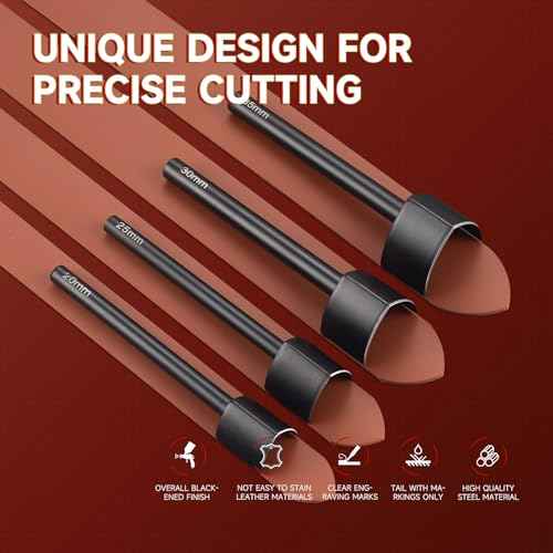 Leather V Shape Cutter Punch,4 PCS 20/25/30/35mm Leather Precision Cutting Tool for Belts, Crafts, DIY Leatherworking ? Durable Stainless Steel Punch Set