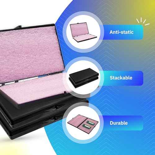 5 Antistatic Storage Cases with Foam Insert ? 6"Lx 4"W x 0.5H", Made in the USA, Black Plastic Hard Case with Foam and Hinged Lids, Small Storage Box for Electronic Components