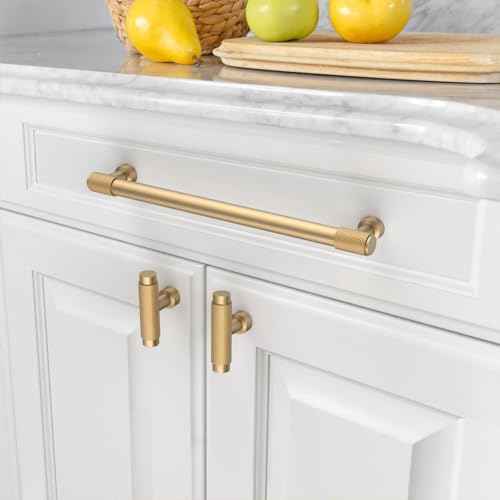 10 Pack 7.5"(192mm) Champagne Bronze Cabinet Pulls Knurled Kitchen Cabinet Handles Champagne Gold Drawer Pulls Cupboard Hardware for Cabinets CK0028