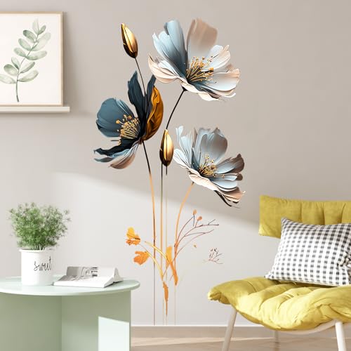 New Chinese Style Relief Lotus Wall Decal 3D Floral Wall Sticker DIY Removable Peel and Stick Wall Art Mural for Living Room Bedroom Porch Sofa Background Board Furniture Decoration
