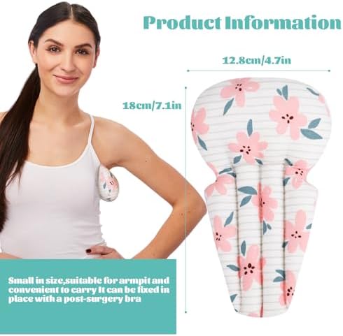 Lymphedema Axilla Pillow Armpit Pain Relief Mastectomy Recovery Supplies, 4PCS Cotton Lumpectomy Mastectomy Pillows Post OP Multicolor Breast Surgery Pillow (Pink Brown)