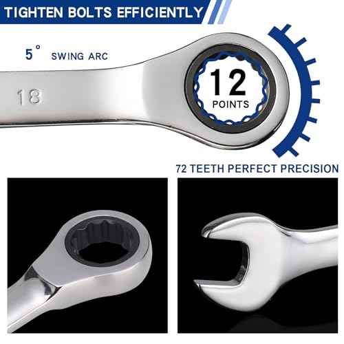 24pcs Ratcheting Wrench Set with Rollup Pouches Metric (8mm to 19mm) & SAE (1/4" to 7/8") Ratchet Combination Wrenches Set Wrench set Metric and Standard