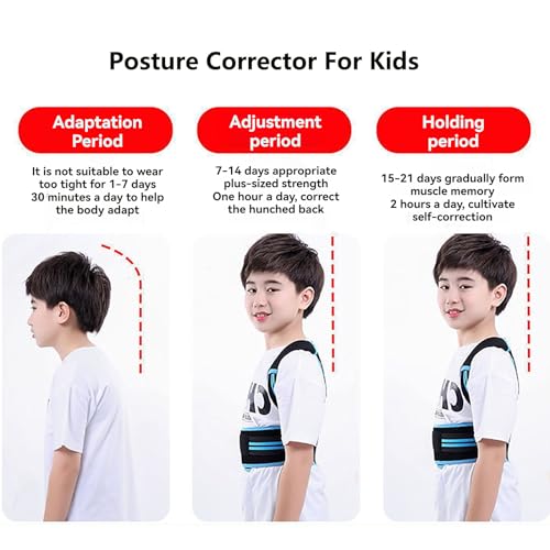 Posture Corrector For Kids - Back Brace Posture Corrector - Spine Corrector, Adjustable Upper Back Posture Brace, Prvent Children Humpback (Blue, M)