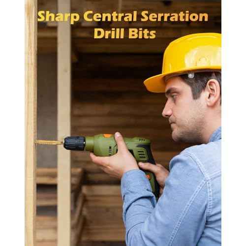 6 Pack Titanium Coated HSS Twist Drill Bit, 3-8mm Hex Shank Serrated Cutting Drill Bit Woodworking Tools for Wood Metal Plastic Hole