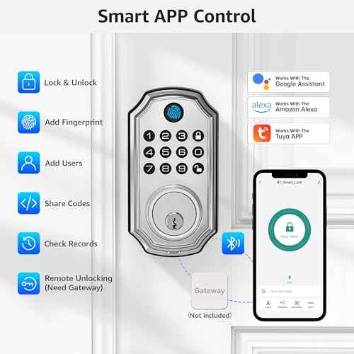 LOCK&SOLVER Keyless Entry Door Lock, Smart Lock for Front Door, Keypad Fingerprint Doorlock, App Remote Control, One-Time Code, Auto Lock, Easy Installation with Video Guide, Rust-Resistant Zinc