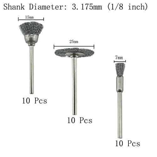?????????????? 30 Pcs Wire Brush Wheel, 1/8 Inch Shank Coarse Crimped Steel Wire Brushes Kits for Dremel Rotary Tool (Silver)