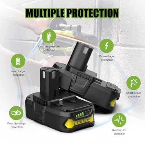 Powilling 2Packs 4.0Ah Battery Replacement for Ryobi 18V Battery, P100 P102 Compatible with Ryobi 18 Volt Cordless Power Tools PCL525B PCL515B