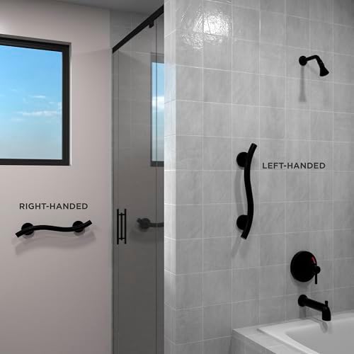 HEALTHCRAFT (2X Pack) Wave Decorative Grab Bars, ADA Compliant Bathroom Safety Bars for Seniors, Wall-Mounted, Supports Up to 500 lbs (Left & Right) (Matte Black, 18 Inch)