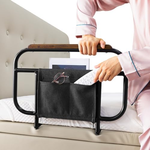 Bed Side Rail for Adjustable Bed, Screw Into Wooden Board Only, 17 inch Height for Mattress Less Than 10 Inches, 1 pc